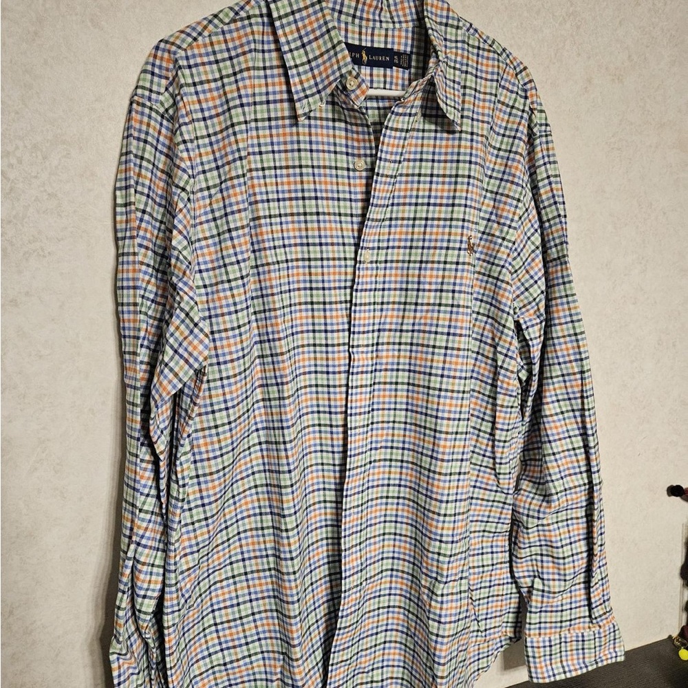Ralph Lauren Blue‎ and Orange Plaid Shirt